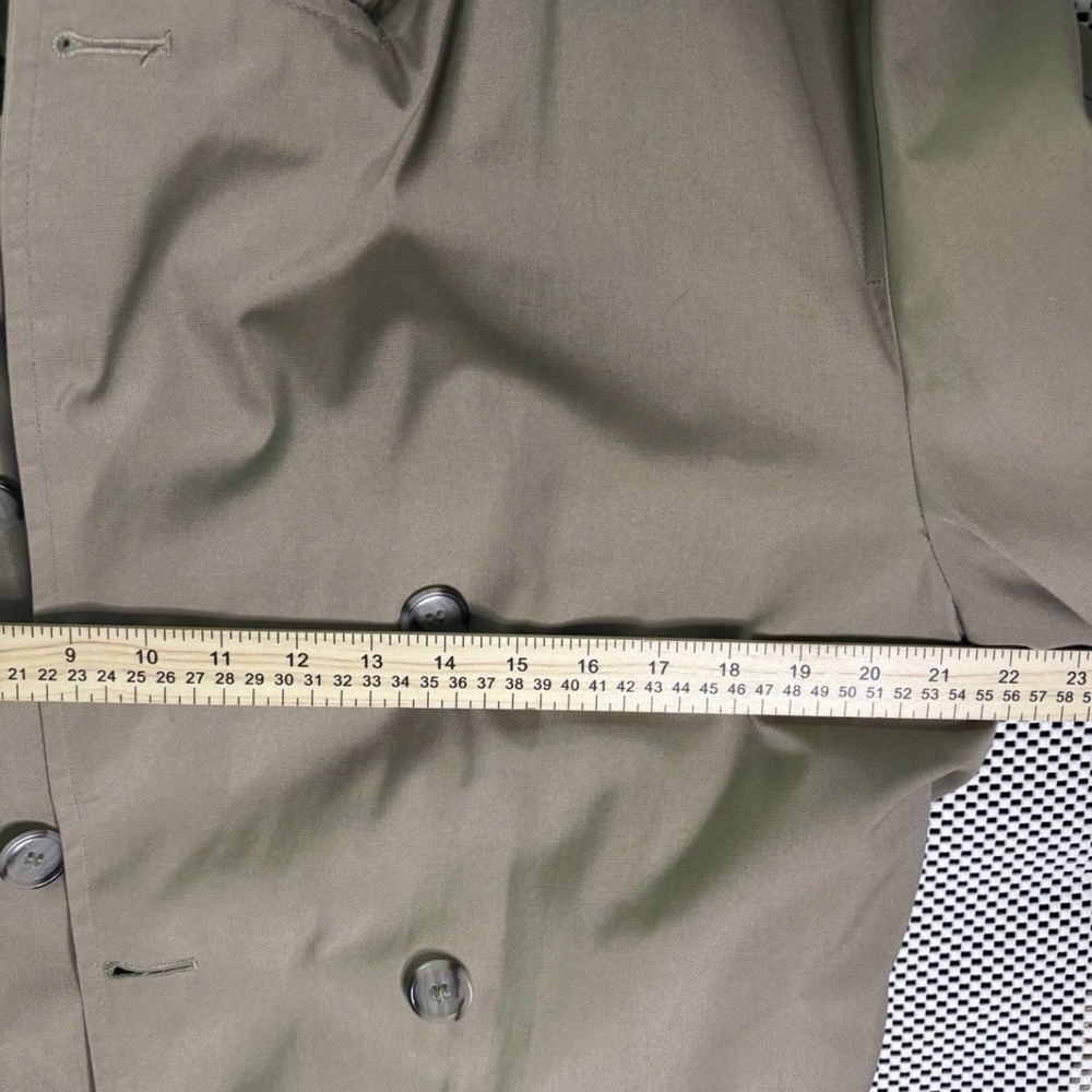 Botany 500 Mens Trench Coat Tan Khaki Double Breasted Belted Faux Fur Liner 40L - Picture 8 of 9